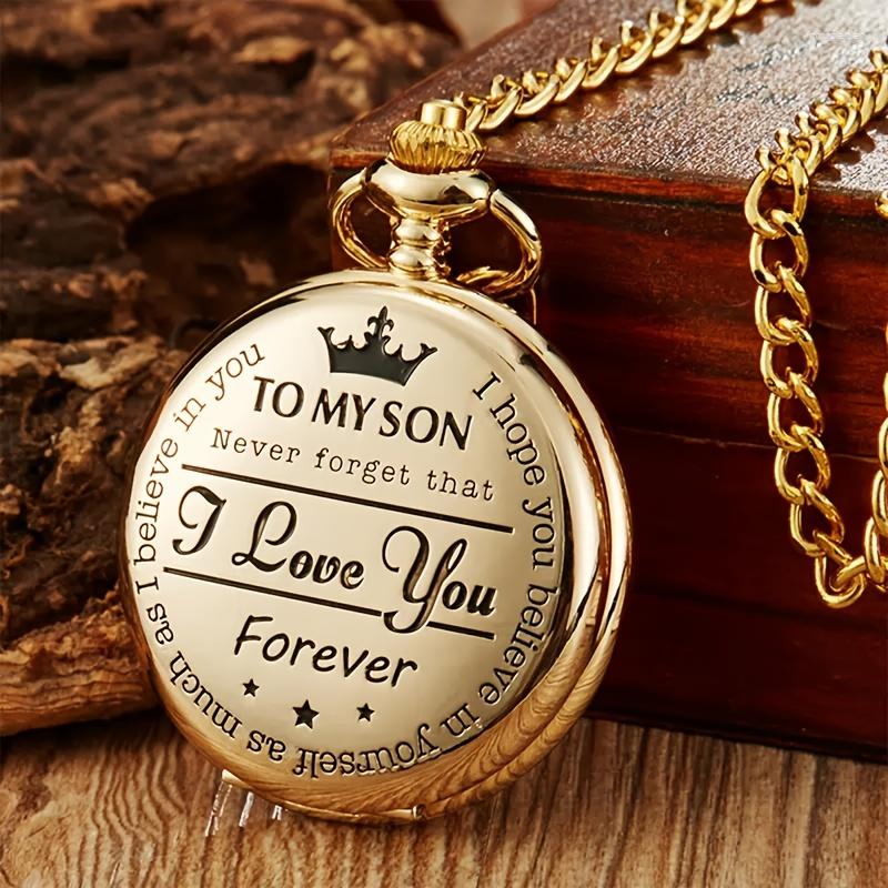 Wristwatches 1pc Engraved Flower Pocket Watch Gifts For Son I Love You Birthday From Husband, Picture shown
Wristwatches 1pc Engraved Flower Pocket Watch Gifts For Son I Love You Birthday From Husband, Picture shown