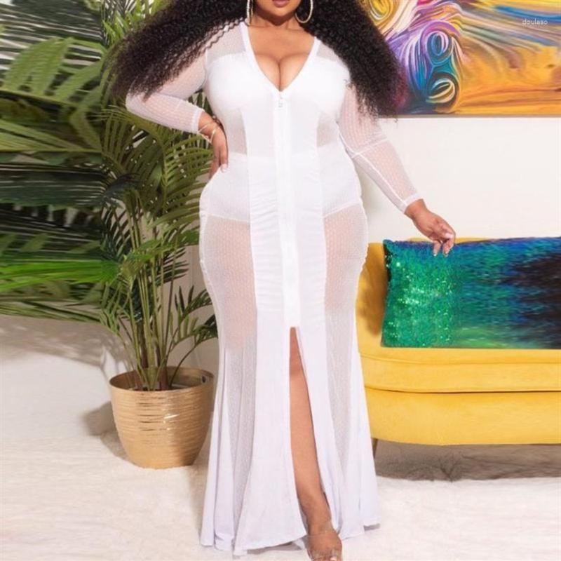 Plus Size Dresses Mesh See-through Long Dress Sexy V Neck Zipper Large Women's Sheer Transparent Night Club White Black2438, Black
Plus Size Dresses Mesh See-through Long Dress Sexy V Neck Zipper Large Women's Sheer Transparent Night Club White Black2438, Black