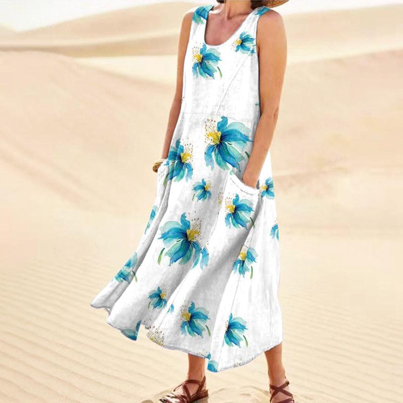 Casual Dresses Vintage Dress Elegant Beach Women Sleeveless Sundress Round-neck Vestidos Cotton Tank Summer 2023 Pockets Lady Long Floral, White
Casual Dresses Vintage Dress Elegant Beach Women Sleeveless Sundress Round-neck Vestidos Cotton Tank Summer 2023 Pockets Lady Long Floral, White