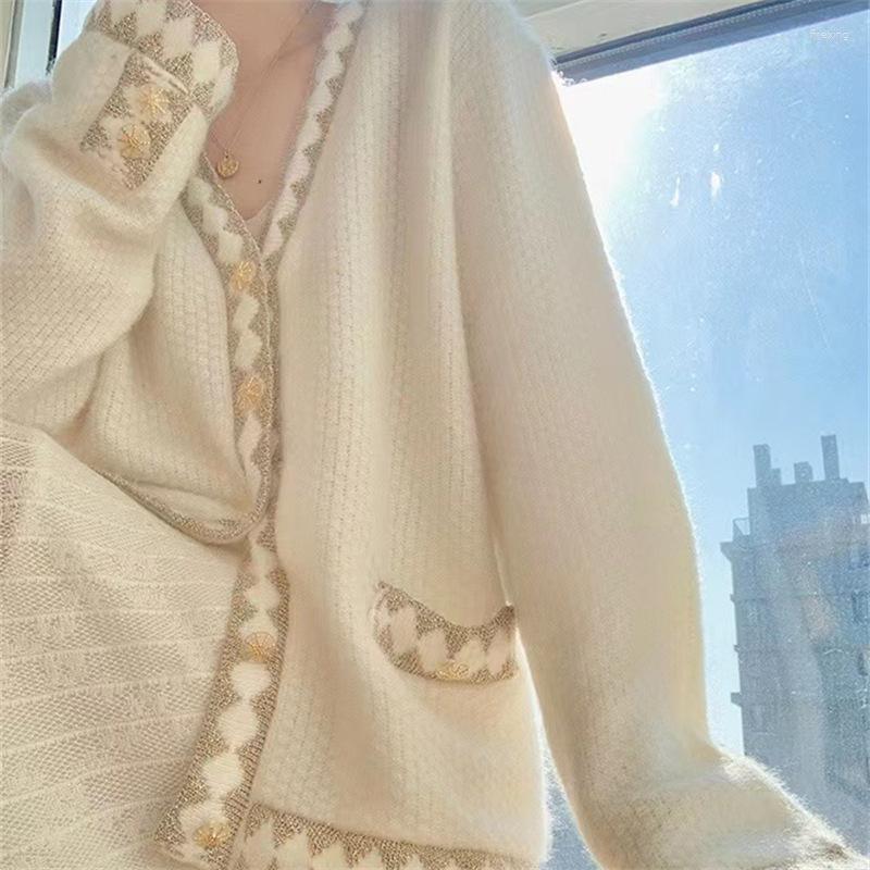 Women's Knits WDMSNA Sweet Loose V-neck Sweaters For Women 2023 Autumn Cardigan Single-breasted Splice Geometric Knitted Womens, Creamy-white
Women's Knits WDMSNA Sweet Loose V-neck Sweaters For Women 2023 Autumn Cardigan Single-breasted Splice Geometric Knitted Womens, Creamy-white