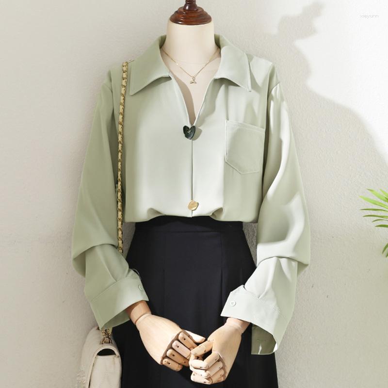 Women's Blouses Women Solid Colour Shirt Korean Fashion Loose Long Sleeve Tops Casual Office Ladies Shirts Spring Summer, Grey green
Women's Blouses Women Solid Colour Shirt Korean Fashion Loose Long Sleeve Tops Casual Office Ladies Shirts Spring Summer, Grey green