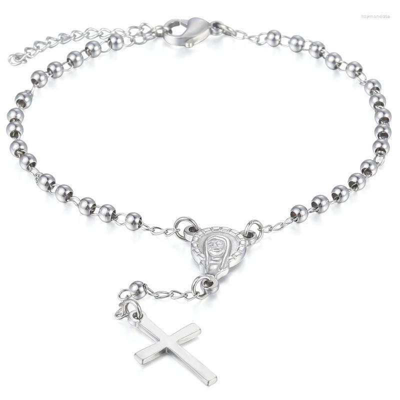 Strand Beaded Strands 2mm Silver Tone Bead Bracelet For Men Womens Stainless Steel Virgin Mary Cross Charm Rosary Gifts HKB586 Raym22
Strand Beaded Strands 2mm Silver Tone Bead Bracelet For Men Womens Stainless Steel Virgin Mary Cross Charm Rosary Gifts HKB586 Raym22