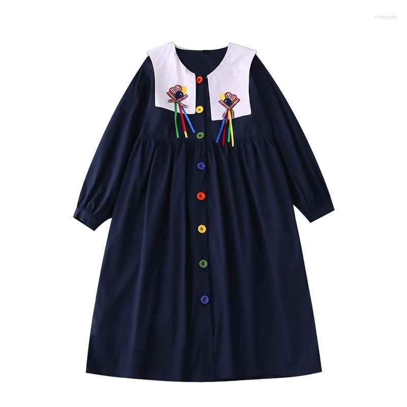 Casual Dresses Bebobsons Spring Niche Y2K Sailor Collar Long-sleeved Women' Cotton Dress Bow Tie Colored Buttons Knee-length Summer, Short sleeve 
Casual Dresses Bebobsons Spring Niche Y2K Sailor Collar Long-sleeved Women' Cotton Dress Bow Tie Colored Buttons Knee-length Summer, Short sleeve