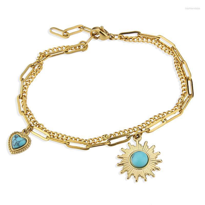 Link Bracelets Chain Double Bracelet Women Charm Sun With Heart Nature Stone Bangle Valentines Day Girlfriend Gift Raym22
Link Bracelets Chain Double Bracelet Women Charm Sun With Heart Nature Stone Bangle Valentines Day Girlfriend Gift Raym22