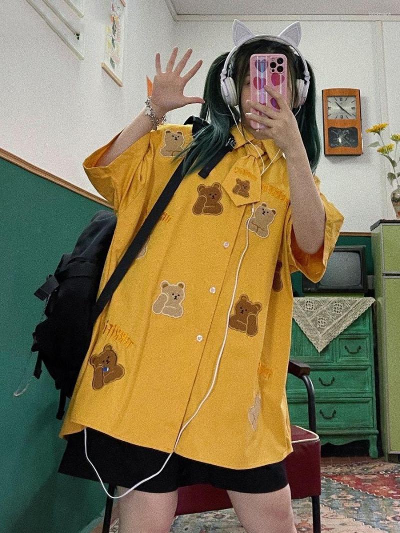 Women's Blouses 2023 Harajuku Fashion Streetwear Cartoon Bear Patchwork Women Blouse Y2k Aesthetic Loose Casual Tie Blusas All Match Cute, Yellow and belt
Women's Blouses 2023 Harajuku Fashion Streetwear Cartoon Bear Patchwork Women Blouse Y2k Aesthetic Loose Casual Tie Blusas All Match Cute, Yellow and belt