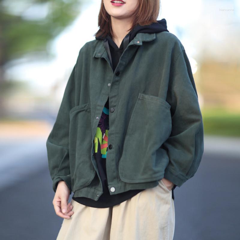Women's Jackets Autumn Female Korean Casual Loose Pocket Turn-down Collar Jacket Comfortable All-match Women Long Sleeve Coat Y886, Green
Women's Jackets Autumn Female Korean Casual Loose Pocket Turn-down Collar Jacket Comfortable All-match Women Long Sleeve Coat Y886, Green