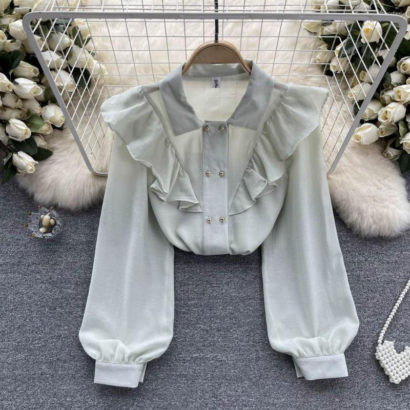 Women's Blouses Women Square Collar Ruffle Edge Long Sleeved Shirt Lantern Sleeve Double Breasted Top, White
Women's Blouses Women Square Collar Ruffle Edge Long Sleeved Shirt Lantern Sleeve Double Breasted Top, White