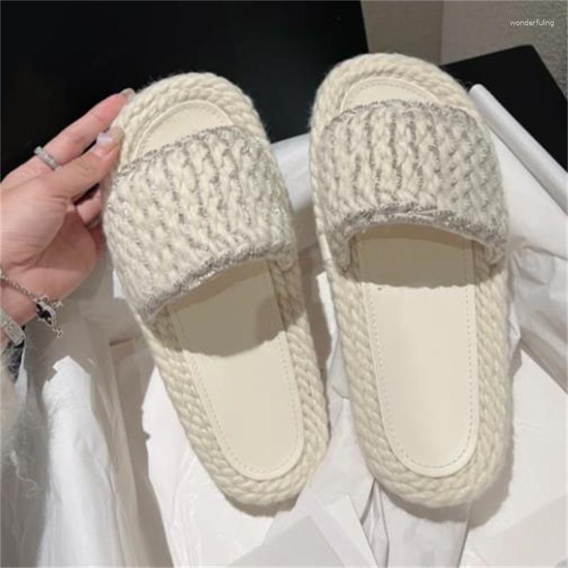 Slippers Knitted Ladies Shoes Grass Weaven Metal Chain Femme Pantufla Flat Heels Round Toes Zapatos Mujer Thick Bottom Sandalias, Black
Slippers Knitted Ladies Shoes Grass Weaven Metal Chain Femme Pantufla Flat Heels Round Toes Zapatos Mujer Thick Bottom Sandalias, Black