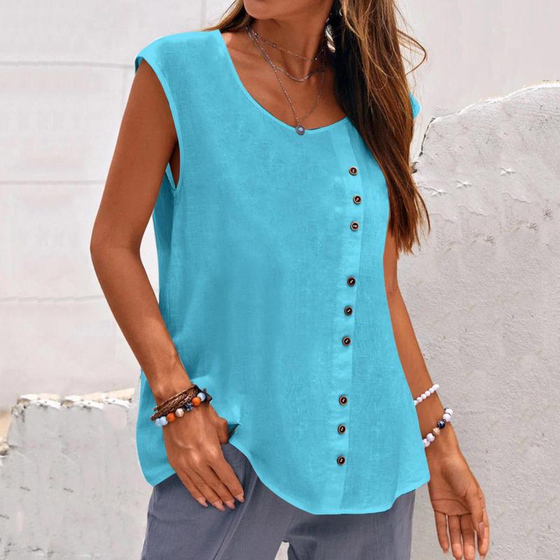 Women' Tanks Women Summer Casual Sleeveless Button Vest Round Neck Loose Blouse Top Tank, Army green
Women' Tanks Women Summer Casual Sleeveless Button Vest Round Neck Loose Blouse Top Tank, Army green