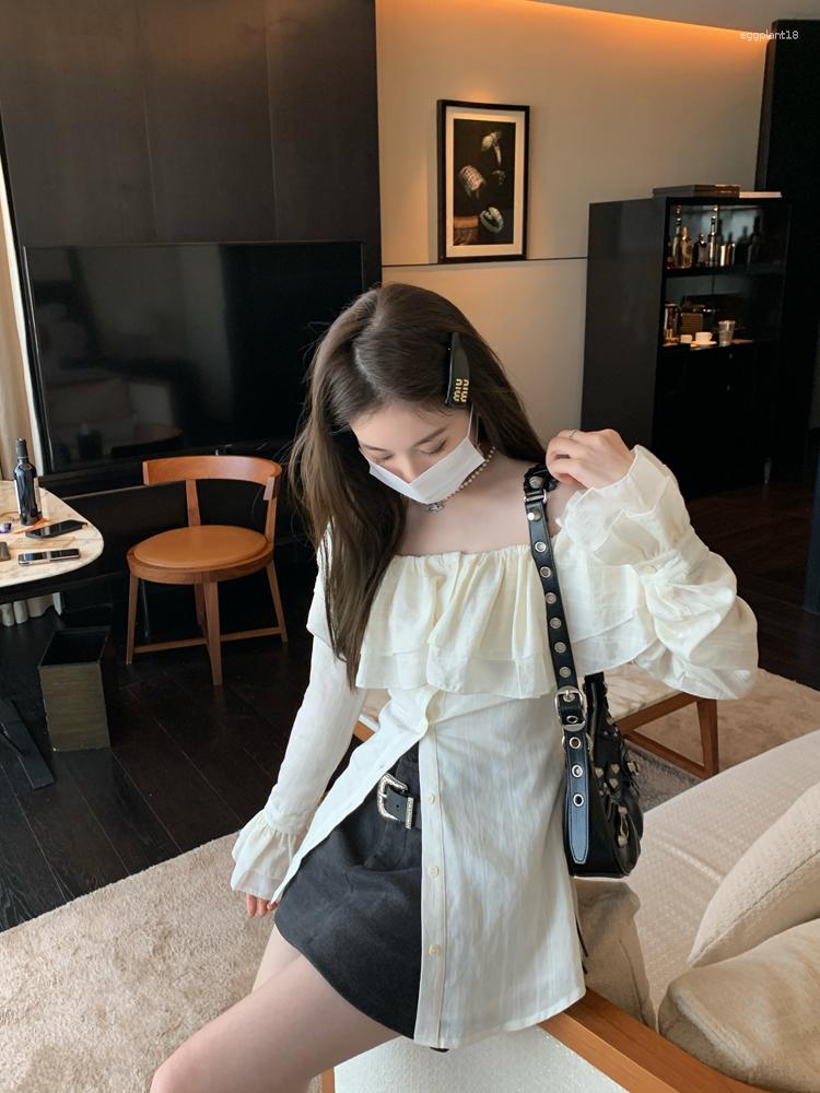 Women's Blouses Ruffles Shirts Women Flare Sleeve Simple Fashion Slash Neck Off Shoulder All-match Slim Casual Streetwear Cozy Female Blouse, White
Women's Blouses Ruffles Shirts Women Flare Sleeve Simple Fashion Slash Neck Off Shoulder All-match Slim Casual Streetwear Cozy Female Blouse, White