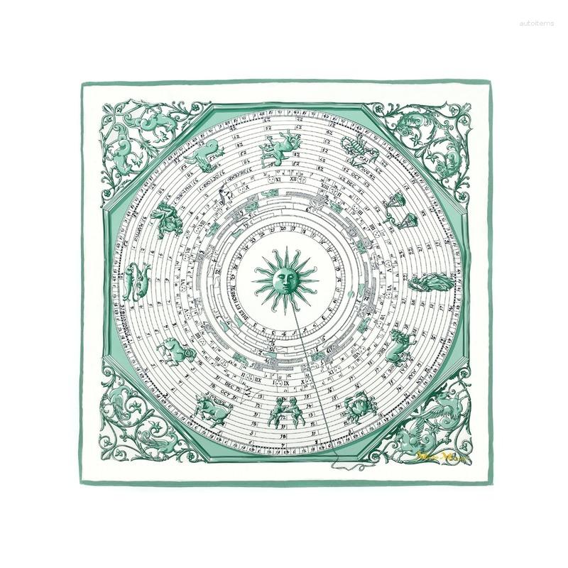 Scarves Silk Scarf Lady's 12-star Disc Three-color Printed Square European And American Shawl
Scarves Silk Scarf Lady's 12-star Disc Three-color Printed Square European And American Shawl