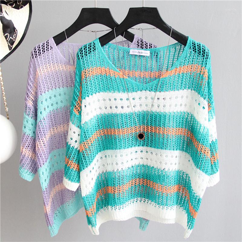 Women's Sweaters 2023 Summer Colored Hollow Striped Large Size Knit Sweater Loose Retro Pullover Thin Blouse Sunscreen Drop, Green
Women's Sweaters 2023 Summer Colored Hollow Striped Large Size Knit Sweater Loose Retro Pullover Thin Blouse Sunscreen Drop, Green