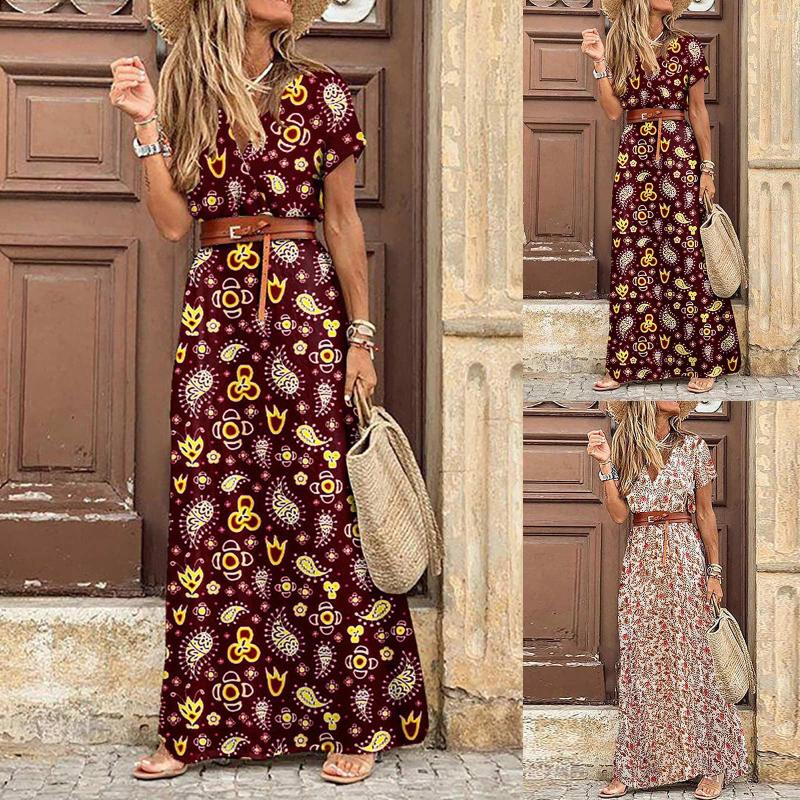 Party Dresses Summer Clothes For Women V-neck Bohemian Style Waist Printed Long Skirt Dress Tunics Sundresses Female Clothing, Red
Party Dresses Summer Clothes For Women V-neck Bohemian Style Waist Printed Long Skirt Dress Tunics Sundresses Female Clothing, Red
