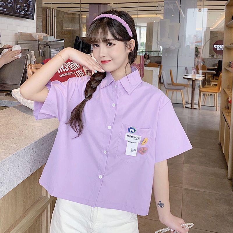 Women' Blouses DUOFAN Short-sleeved Shirts Women Decal Pocket Design Short Solid Student Korean Loose Lapel Summer Tops Lady Blusas, Purple
Women' Blouses DUOFAN Short-sleeved Shirts Women Decal Pocket Design Short Solid Student Korean Loose Lapel Summer Tops Lady Blusas, Purple