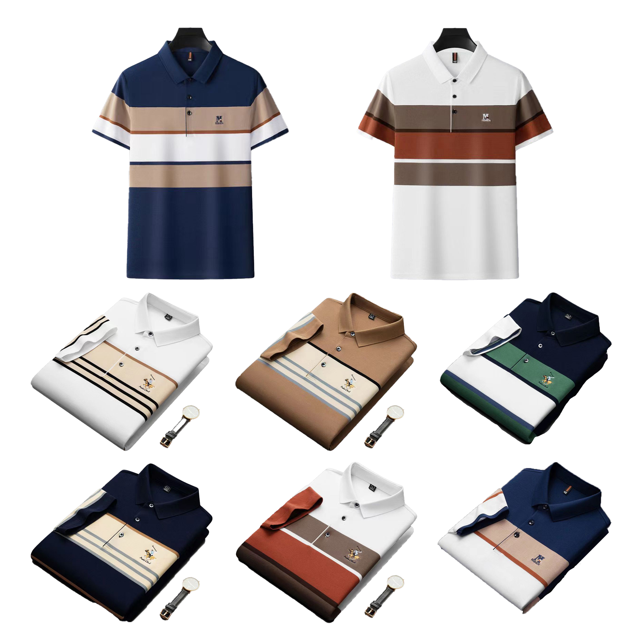 Summer menswear designer polo shirt short sleeve striped T-shirt pure cotton handsome color-block top young men loose fashion business wear size M, 04
Summer menswear designer polo shirt short sleeve striped T-shirt pure cotton handsome color-block top young men loose fashion business wear size M, 04