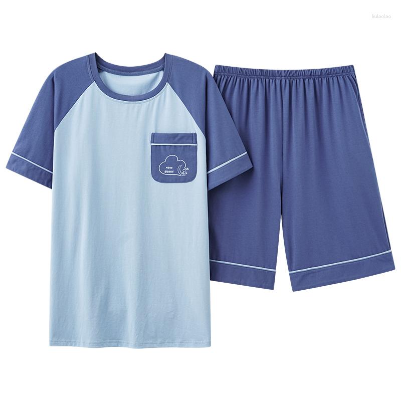 Men's Sleepwear Summer Fashion Men Soft Cotton Pajamas Set L-3XL Blue Pijamas Elastic Short Sleeve Shorts Homewear For Young
Men's Sleepwear Summer Fashion Men Soft Cotton Pajamas Set L-3XL Blue Pijamas Elastic Short Sleeve Shorts Homewear For Young