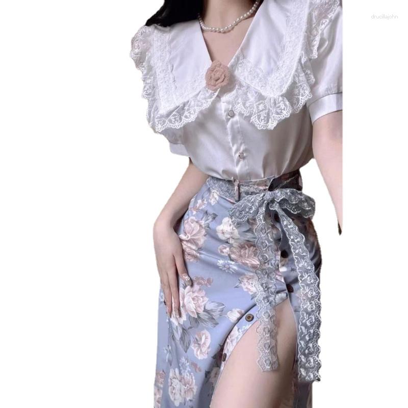 Work Dresses Fashion Women 2 Piece Sets Summer Sweet Lace White Shirt&Sexy Split Floral Midi Skirt Elegant Ladies Two Pieces Dress, Only shirt
Work Dresses Fashion Women 2 Piece Sets Summer Sweet Lace White Shirt&Sexy Split Floral Midi Skirt Elegant Ladies Two Pieces Dress, Only shirt