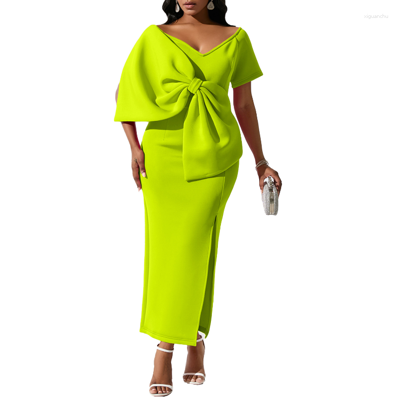 Ethnic Clothing Summer Sexy Big Bow African Women Long Dresses 2023 Elegant V-neck Slit Maxi Dress Party Robes Femme Gowns Prom Evening
Ethnic Clothing Summer Sexy Big Bow African Women Long Dresses 2023 Elegant V-neck Slit Maxi Dress Party Robes Femme Gowns Prom Evening