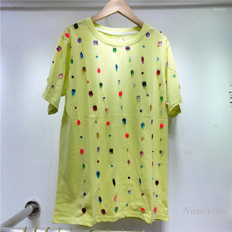 Women's T Shirts Colorful Bright Crystal Chic T-shirt Women's Short Sleeve White Tee Loose Cotton Tshirt 2023 Summer Heavy Industry Top, Black
Women's T Shirts Colorful Bright Crystal Chic T-shirt Women's Short Sleeve White Tee Loose Cotton Tshirt 2023 Summer Heavy Industry Top, Black