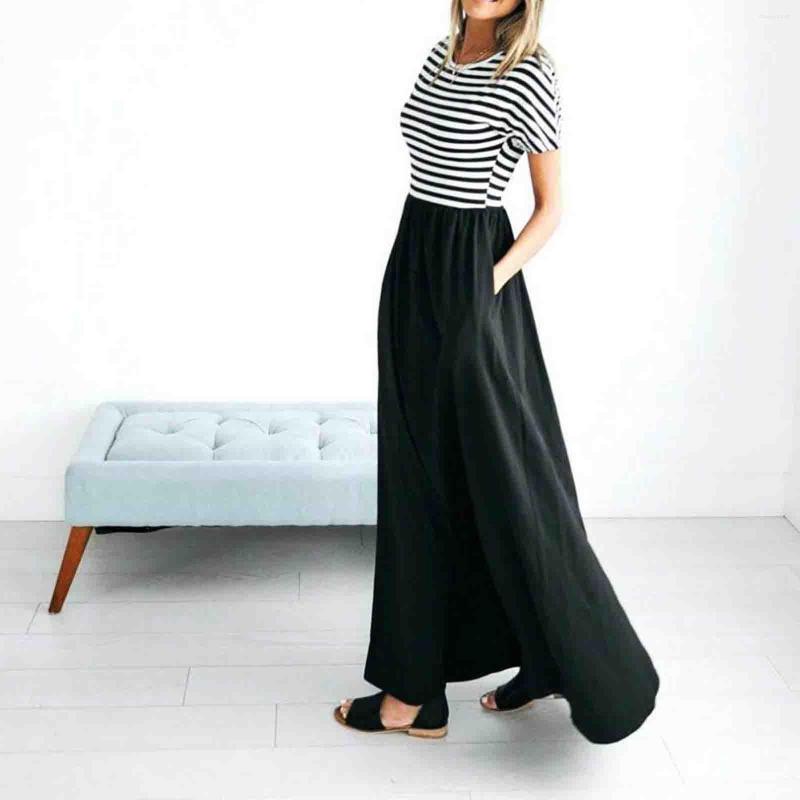 Casual Dresses Elegant Stripe Spliced Long Dress Short Sleeve Summer Women 2023 O-Neck Female Vestidos Robes Longues, Black
Casual Dresses Elegant Stripe Spliced Long Dress Short Sleeve Summer Women 2023 O-Neck Female Vestidos Robes Longues, Black