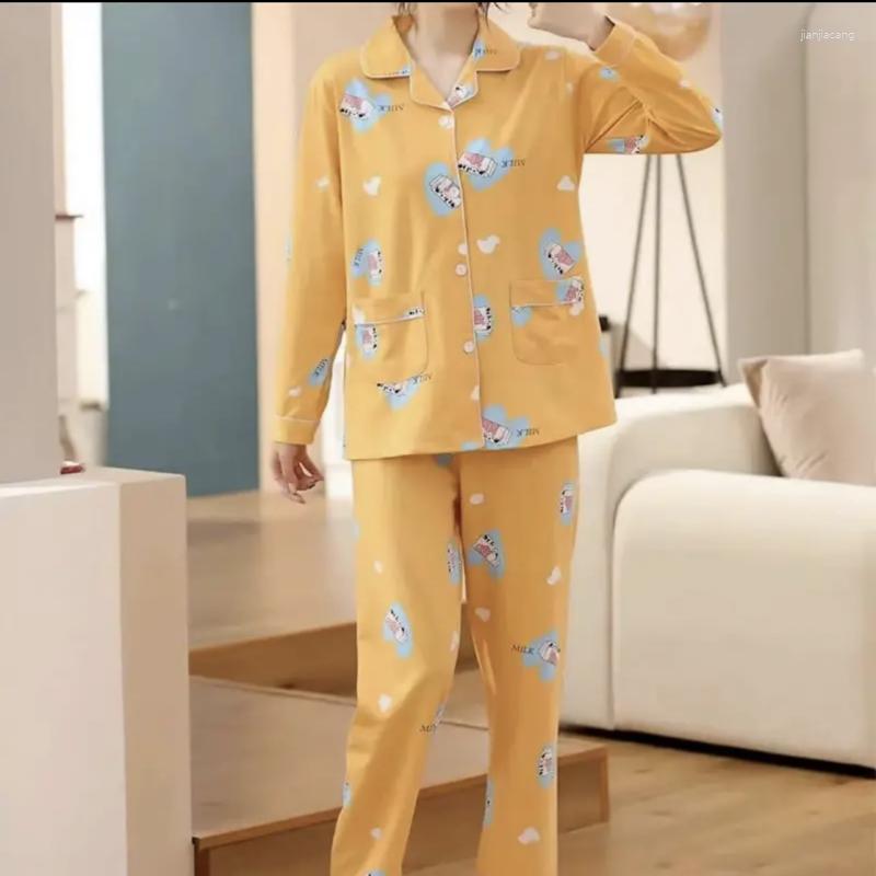 Women's Sleepwear Pajama Woman 2023 Spring/Summer Big Lapel Milk Carton Print Cardigan Two Piece Set Loose Loungewear Long Style, Yellow
Women's Sleepwear Pajama Woman 2023 Spring/Summer Big Lapel Milk Carton Print Cardigan Two Piece Set Loose Loungewear Long Style, Yellow