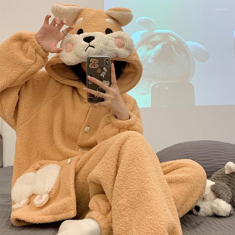 Women's Sleepwear Winter Pajamas Set Women Plush Soft Thicken Pyjamas Korean Femme Cartoon Shiba Inu Hoodie Warm Pijamas Suit, 827
Women's Sleepwear Winter Pajamas Set Women Plush Soft Thicken Pyjamas Korean Femme Cartoon Shiba Inu Hoodie Warm Pijamas Suit, 827