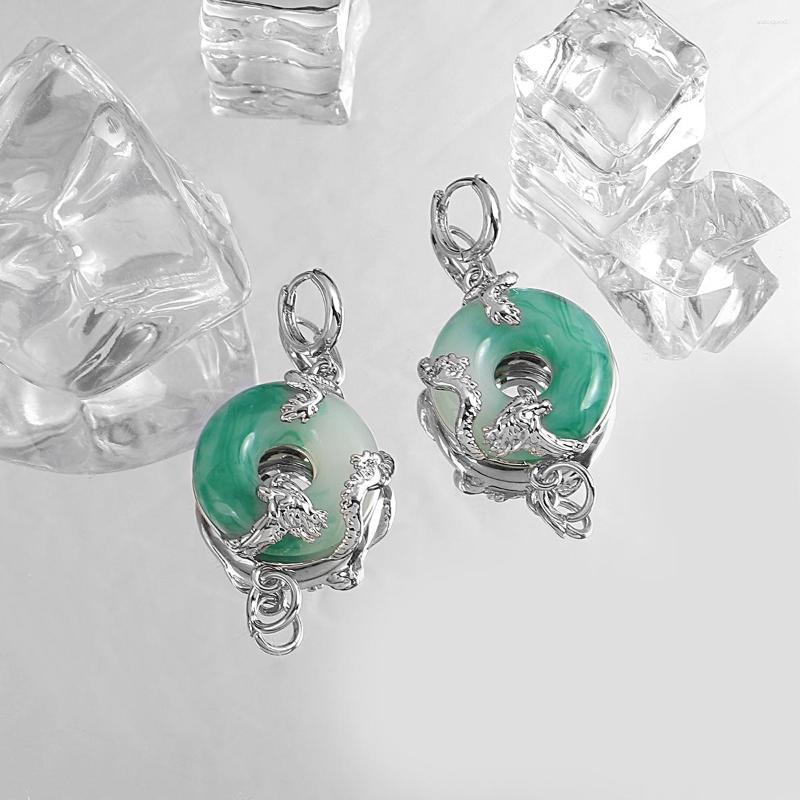 Dangle Earrings AENSOA Unique Green Natural Stone Round Circle Drop Earring For Women Chinese Style Dragon Statement Jewelry
Dangle Earrings AENSOA Unique Green Natural Stone Round Circle Drop Earring For Women Chinese Style Dragon Statement Jewelry