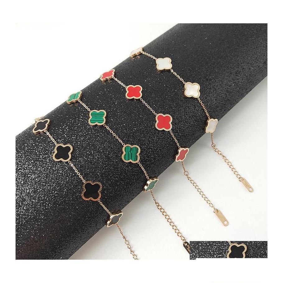 Charm Bracelets Leaf Titanium Steel Women Esigner Flower Four Leaves Bracelet Fashion Bangle Girls Wedding Party Birt Dhafx
Charm Bracelets Leaf Titanium Steel Women Esigner Flower Four Leaves Bracelet Fashion Bangle Girls Wedding Party Birt Dhafx