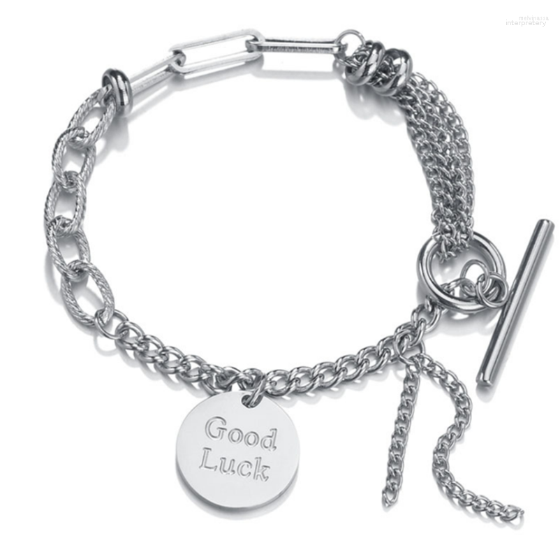 Link Bracelets 316L Stainless Steel Hip Hop Titanium Bracelet Retro Letter Round Brand Trendy Female Personality No Fading
Link Bracelets 316L Stainless Steel Hip Hop Titanium Bracelet Retro Letter Round Brand Trendy Female Personality No Fading