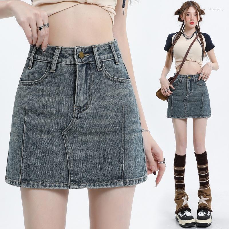 Skirts Blue Vintage Skirt 2023 High Waist Washed Cotton Denim Womens Mini With Shorts Inside Koreaon Style Ladies Casual Skorts
Skirts Blue Vintage Skirt 2023 High Waist Washed Cotton Denim Womens Mini With Shorts Inside Koreaon Style Ladies Casual Skorts