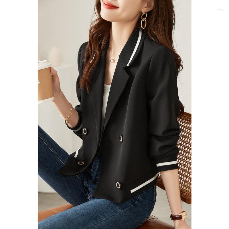 Women' Jackets Casual Temperament Suit Coat 2023 Autumn Fashion Thread Splice Black Double Breasted Long Sleeve Short Jacket Women
Women' Jackets Casual Temperament Suit Coat 2023 Autumn Fashion Thread Splice Black Double Breasted Long Sleeve Short Jacket Women