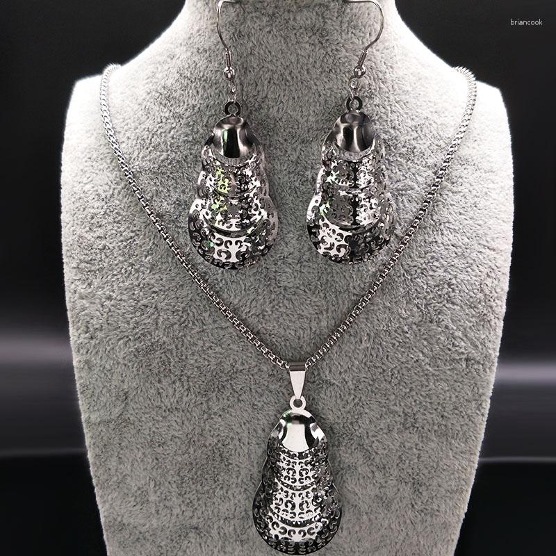 Necklace Earrings Set Fashion Stainless Steel Costume Ethiopian Jewelry Women Flower Silver Color Sets Bijoux Femme Parure S178207S07, Picture shown
Necklace Earrings Set Fashion Stainless Steel Costume Ethiopian Jewelry Women Flower Silver Color Sets Bijoux Femme Parure S178207S07, Picture shown