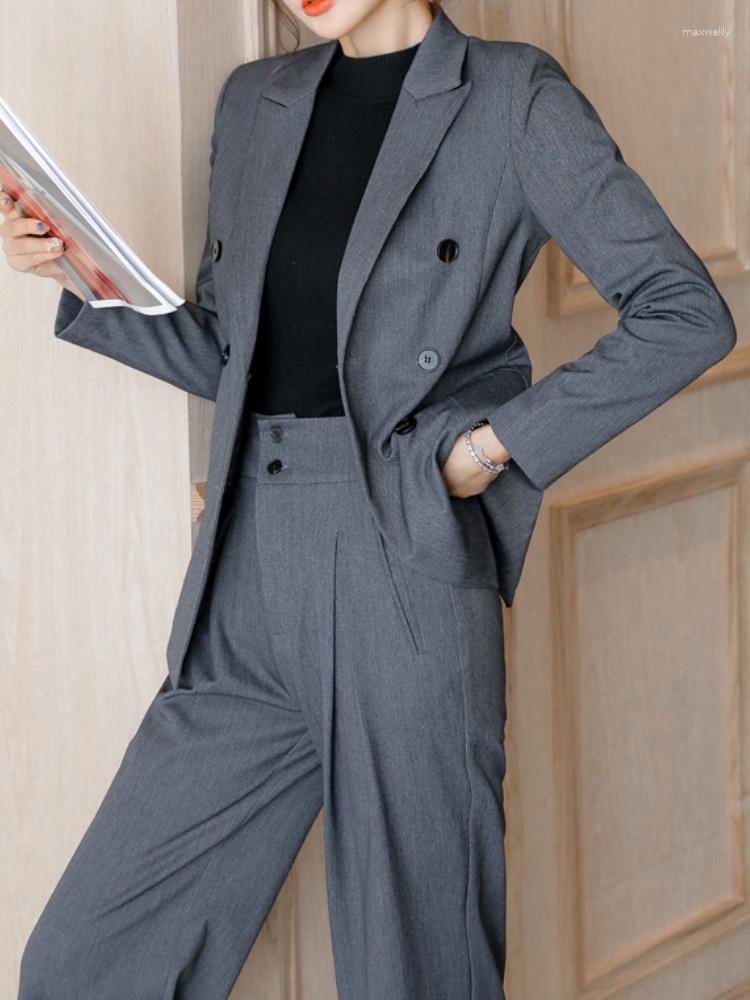 Women' Two Piece Pants Women' Spring Casual Blazer Pantsuit Fashion Long Sleeve Jacket Wide Leg Pant 2 Set Office Ladies Business, Gray
Women' Two Piece Pants Women' Spring Casual Blazer Pantsuit Fashion Long Sleeve Jacket Wide Leg Pant 2 Set Office Ladies Business, Gray