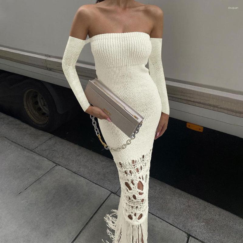 Casual Dresses 2023 Spring Knit Women Elegant Slim Tassels Long Dress Sleeve Off Shoulder Party, Khaki
Casual Dresses 2023 Spring Knit Women Elegant Slim Tassels Long Dress Sleeve Off Shoulder Party, Khaki