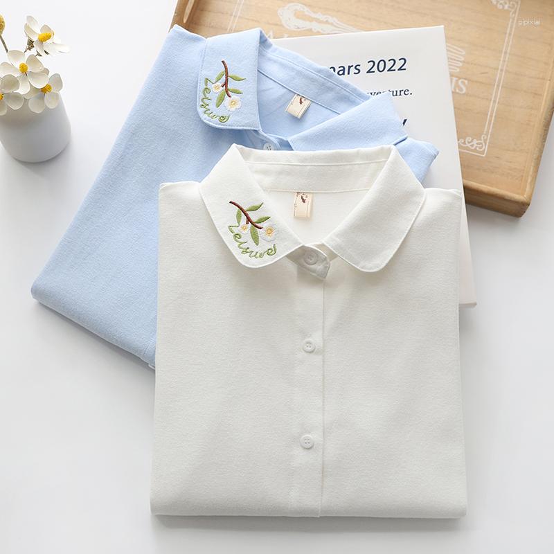 Women' Blouses Collar Embroidery Cotton Shirt Women Tops 2023 Casual Loose White Blue Ladies Long Sleeve Blouse Fresh Preppy Lady Clothes
Women' Blouses Collar Embroidery Cotton Shirt Women Tops 2023 Casual Loose White Blue Ladies Long Sleeve Blouse Fresh Preppy Lady Clothes