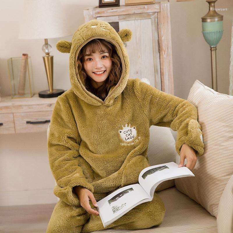 Women's Sleepwear Autumn/winter Pajamas Ladies Long-sleeve Hooded Bathrobe Suit Thick 2PCs Warm Home Service Pijama Feminino Inverno, Color 1
Women's Sleepwear Autumn/winter Pajamas Ladies Long-sleeve Hooded Bathrobe Suit Thick 2PCs Warm Home Service Pijama Feminino Inverno, Color 1
