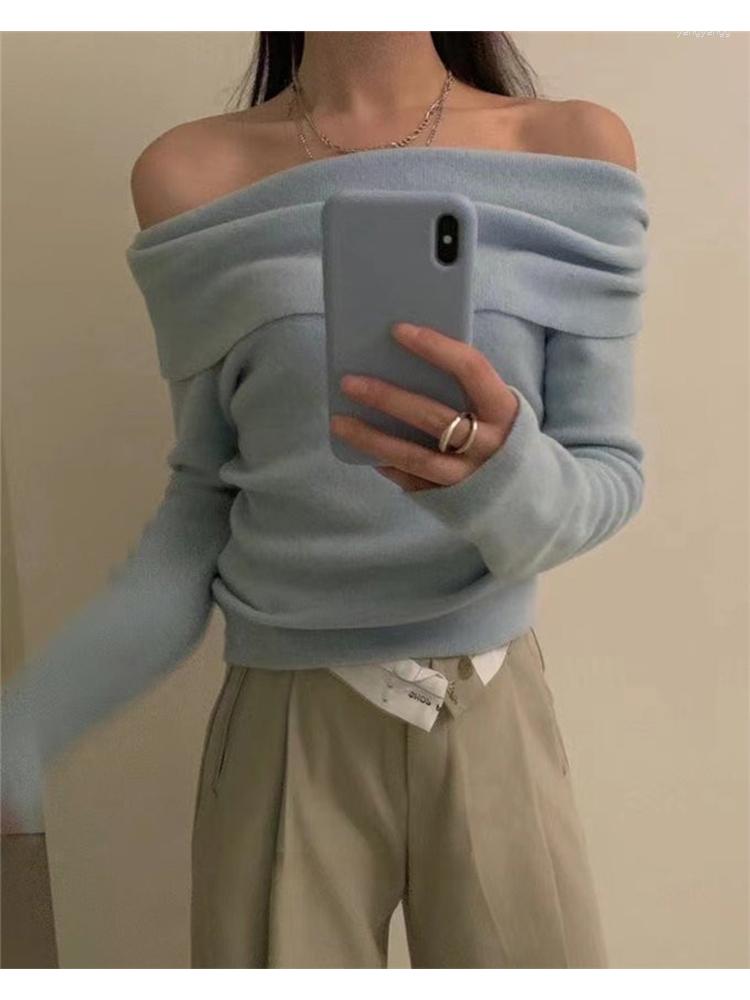 Women' Sweaters Solid For Women Tops Slash Neck Vintage Sexy Slim Off Shoulder Pull Femme Korean Fashion Pullovers Spring 2023, Black
Women' Sweaters Solid For Women Tops Slash Neck Vintage Sexy Slim Off Shoulder Pull Femme Korean Fashion Pullovers Spring 2023, Black