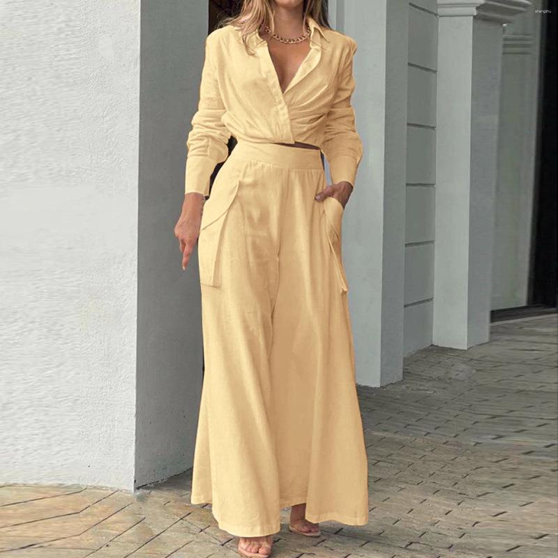 Women's Two Piece Pants Summer Women's Casual Sets Elegant Turn Down Collar Solid Color Femme Slim High Waist Office Lady Work Outfits
Women's Two Piece Pants Summer Women's Casual Sets Elegant Turn Down Collar Solid Color Femme Slim High Waist Office Lady Work Outfits