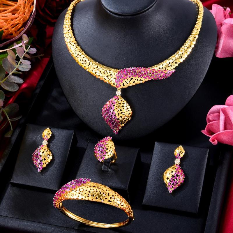 Necklace Earrings Set Soramoore Luxury Trendy Bangle Ring 4PCS For Women Bride Wedding Jewelry 2023, Picture shown
Necklace Earrings Set Soramoore Luxury Trendy Bangle Ring 4PCS For Women Bride Wedding Jewelry 2023, Picture shown