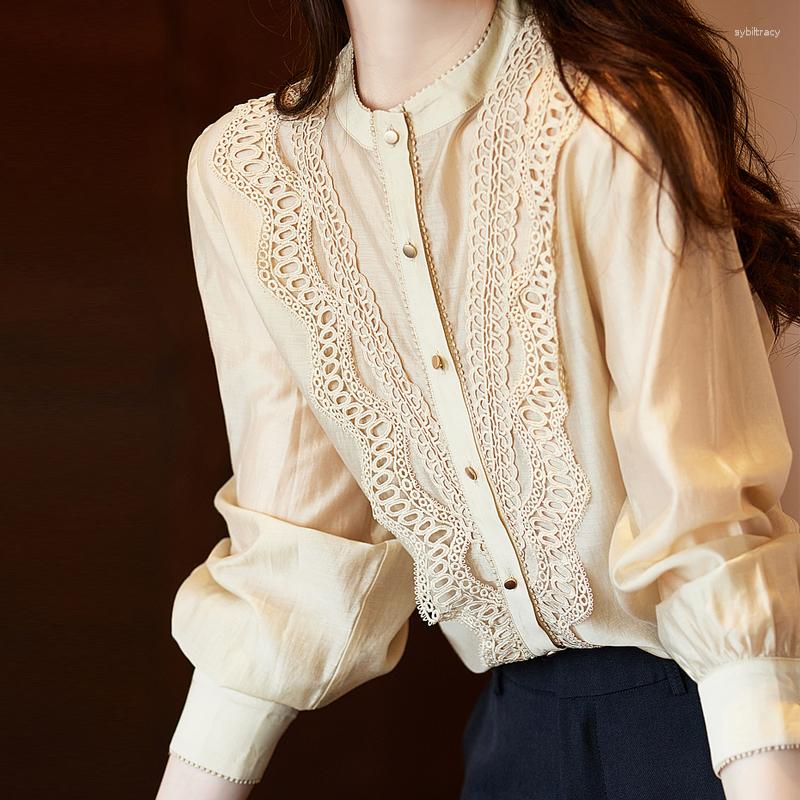 Women' Blouses Autumn Thin Tops Spring Long Sleeve Shirt Stand Collar Solid Simple Vintage Apricot Lace Blouse Clothes Blusas 24186
Women' Blouses Autumn Thin Tops Spring Long Sleeve Shirt Stand Collar Solid Simple Vintage Apricot Lace Blouse Clothes Blusas 24186