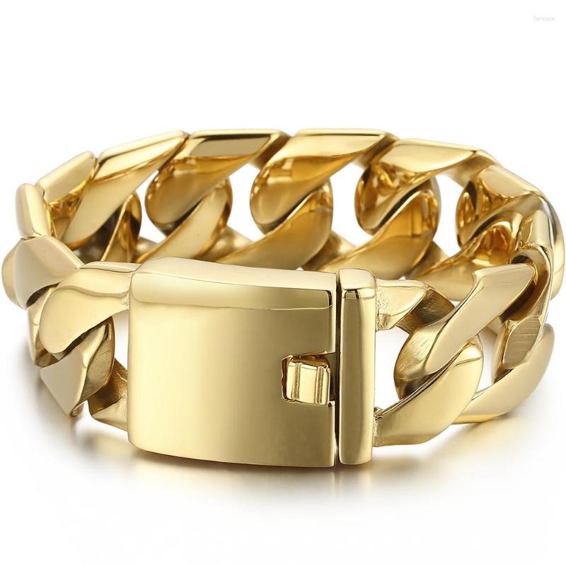Link Bracelets Luxury Gold Plated Stainless Steel Bracelet For Men 24MM Wide Curb Chain Men's Brecelets Classic On Hand Jewellery Wrist
Link Bracelets Luxury Gold Plated Stainless Steel Bracelet For Men 24MM Wide Curb Chain Men's Brecelets Classic On Hand Jewellery Wrist