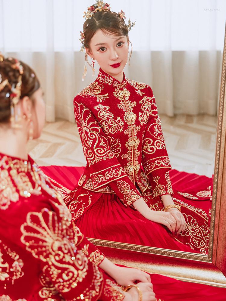 Ethnic Clothing Chinese Style Wedding Dress Slim Cheongsam Traditional Women Embroidery Qipao Party Gown
Ethnic Clothing Chinese Style Wedding Dress Slim Cheongsam Traditional Women Embroidery Qipao Party Gown