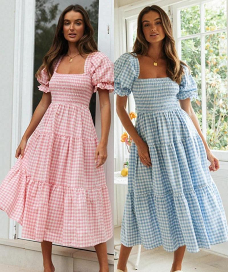 Casual Dresses Bohemian Plaid Long Dress Grid Puff Sleeve Square Neck Waist Summer Y2k Boho Flowy Women's Clothing 2023 Elegant, Pink
Casual Dresses Bohemian Plaid Long Dress Grid Puff Sleeve Square Neck Waist Summer Y2k Boho Flowy Women's Clothing 2023 Elegant, Pink