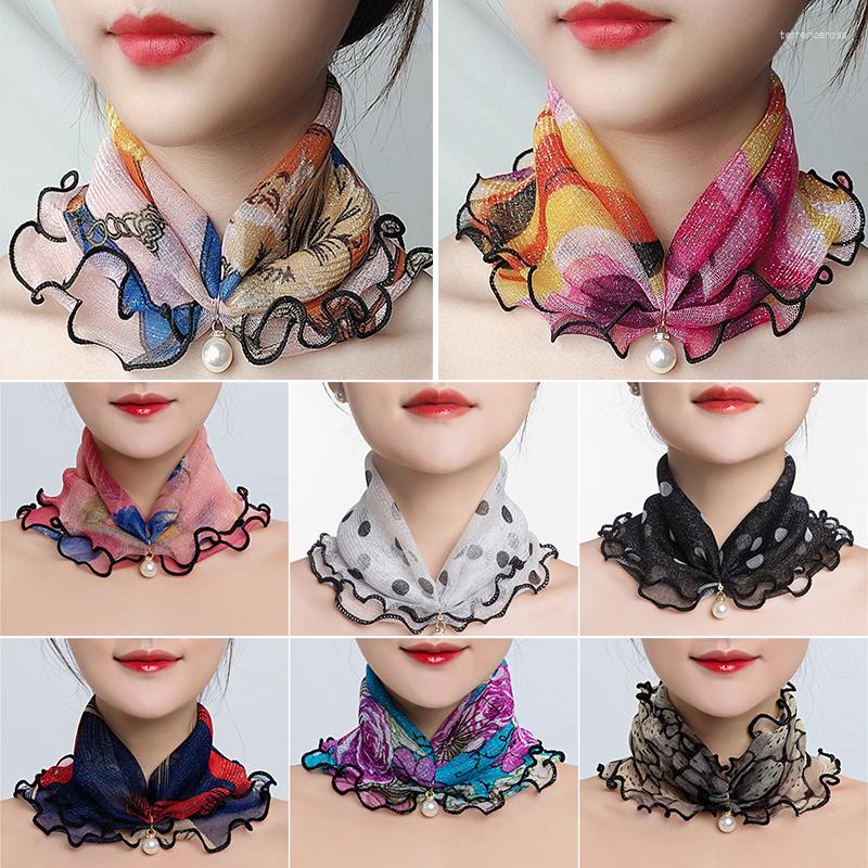 

Scarves Fashion Neck Collar Print Shiny Variety Loop Scarf Ruffle Lace Pearl Pendant Chiffon Headband Collars