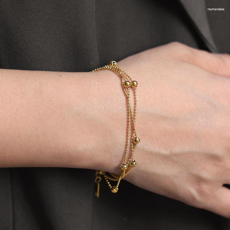 Link Bracelets Chain Chic Gold Color Beaded For Women Girls Stainless Steel Beads Strand Bracelet Length Adjustable Gifts HDB337 Raym22
Link Bracelets Chain Chic Gold Color Beaded For Women Girls Stainless Steel Beads Strand Bracelet Length Adjustable Gifts HDB337 Raym22