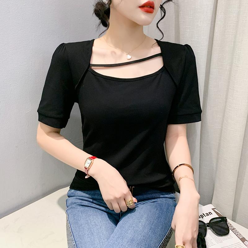 Women's T Shirts #6202 Summer Black White Short Sleeve Shirt Women Square Collar Womens Tshirt Slim Korean Style Streetwear Tee
Women's T Shirts #6202 Summer Black White Short Sleeve Shirt Women Square Collar Womens Tshirt Slim Korean Style Streetwear Tee