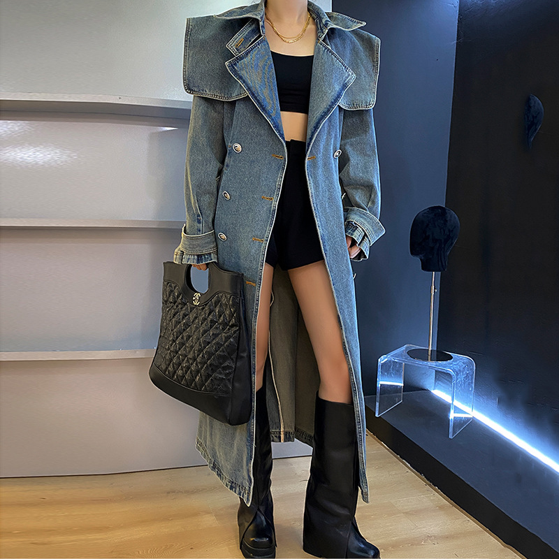 Designer womens trench coats luxury Women Windbreaker denim print jacket Loose Belt Coat Female Casual Long Trenchs Coat size SML womens designer windbreaker, Blue
Designer womens trench coats luxury Women Windbreaker denim print jacket Loose Belt Coat Female Casual Long Trenchs Coat size SML womens designer windbreaker, Blue