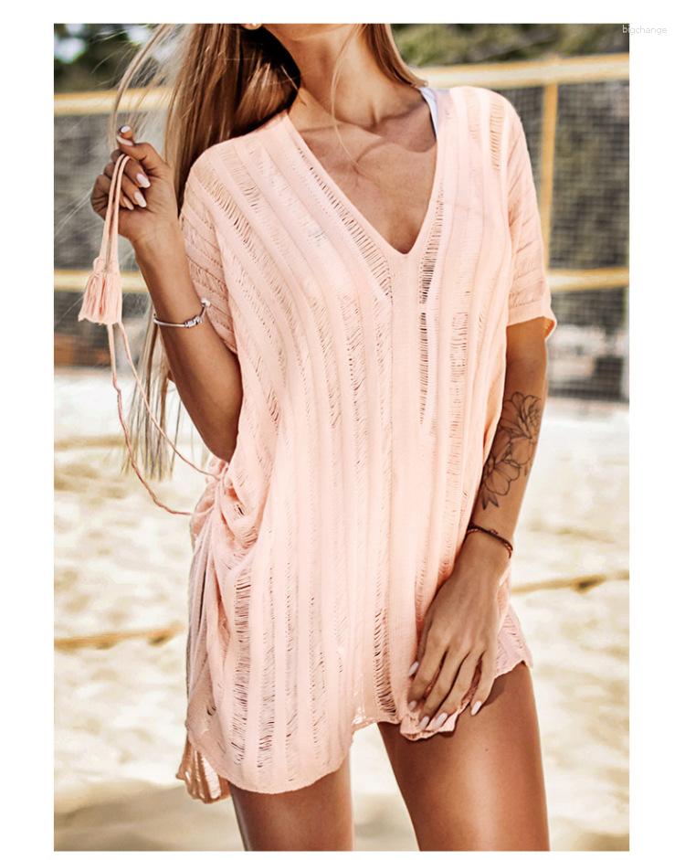 Women's Swimwear CHYXSB 2023 Hollow Knitted Sunscreen Dress Solid Color And V-neck Drawstring Lace Loose Irregular Outer Wear Beach Cover-up, White
Women's Swimwear CHYXSB 2023 Hollow Knitted Sunscreen Dress Solid Color And V-neck Drawstring Lace Loose Irregular Outer Wear Beach Cover-up, White