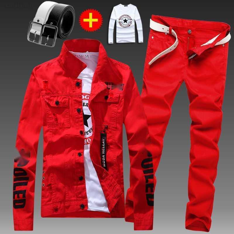 Men's Slim Fit Denim Jacket Pants 2pcs Set Long Sleeve Coats Letters Printed Casual Large Size Black White Red Boys Trousers
Men's Slim Fit Denim Jacket Pants 2pcs Set Long Sleeve Coats Letters Printed Casual Large Size Black White Red Boys Trousers