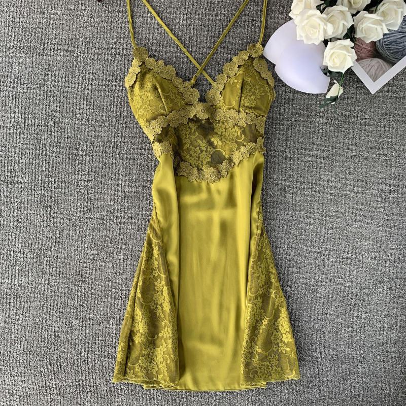 Women's Sleepwear Spring And Summer Sexy Pajamas Cross Beautiful Back Nightdress Silk Suspenders Temptation Lace Mesh Through, As picture show
Women's Sleepwear Spring And Summer Sexy Pajamas Cross Beautiful Back Nightdress Silk Suspenders Temptation Lace Mesh Through, As picture show